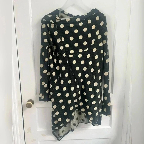 Isabel De Pedro Asymmetrical Lagenlook Polka Dot Zip Up Sweater Size 2 - Picture 1 of 3